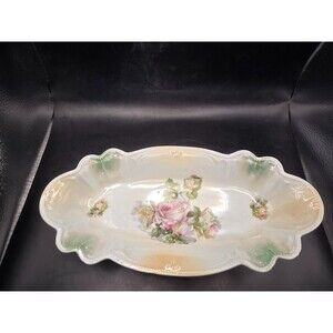 Antique RS Prussia Porcelain Asparagus Dish Plate Hand Painted